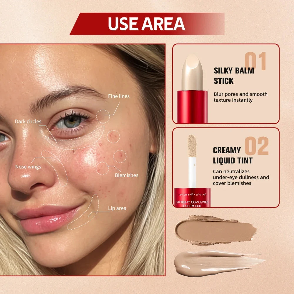 GlideHide 2-in-1 Blurring Concealer & Balm Stick | Full Coverage