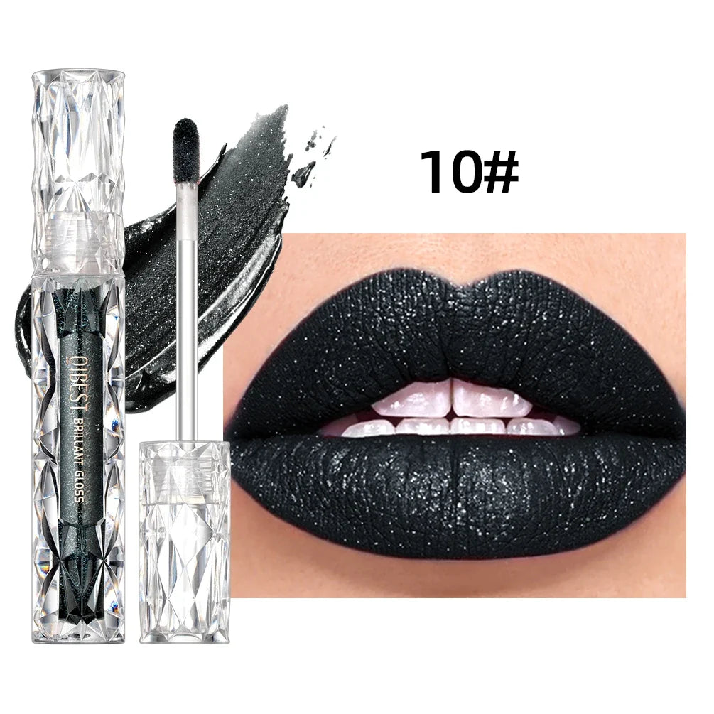 QIBEST Glitter Shimmer Lip Gloss – Waterproof Liquid Lipstick