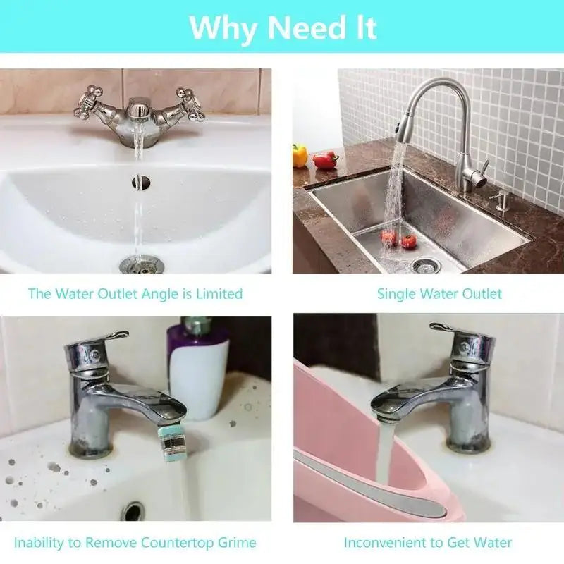 360° Rotating Faucet Aerator Splash Filter Robotic Arm Nozzle