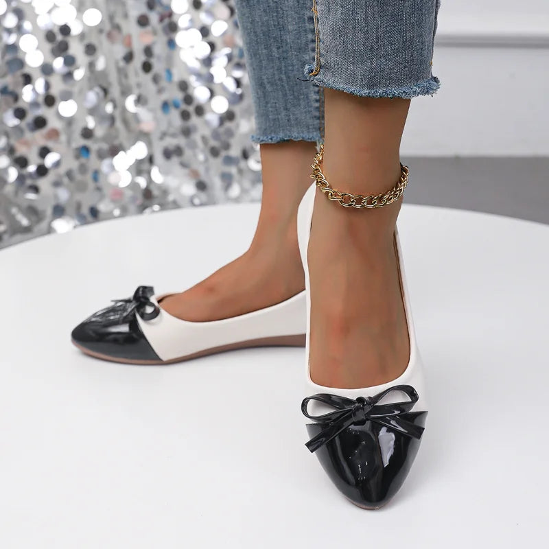 Women's Bow Ballet Flats – Pointed Toe Mary Jane Slip-On Shoes