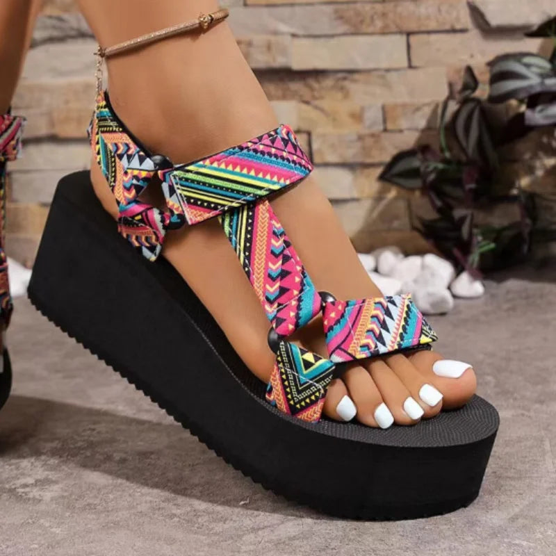 YBQJOO Women's Wedge Platform Sandals – Open Toe Ankle Strap