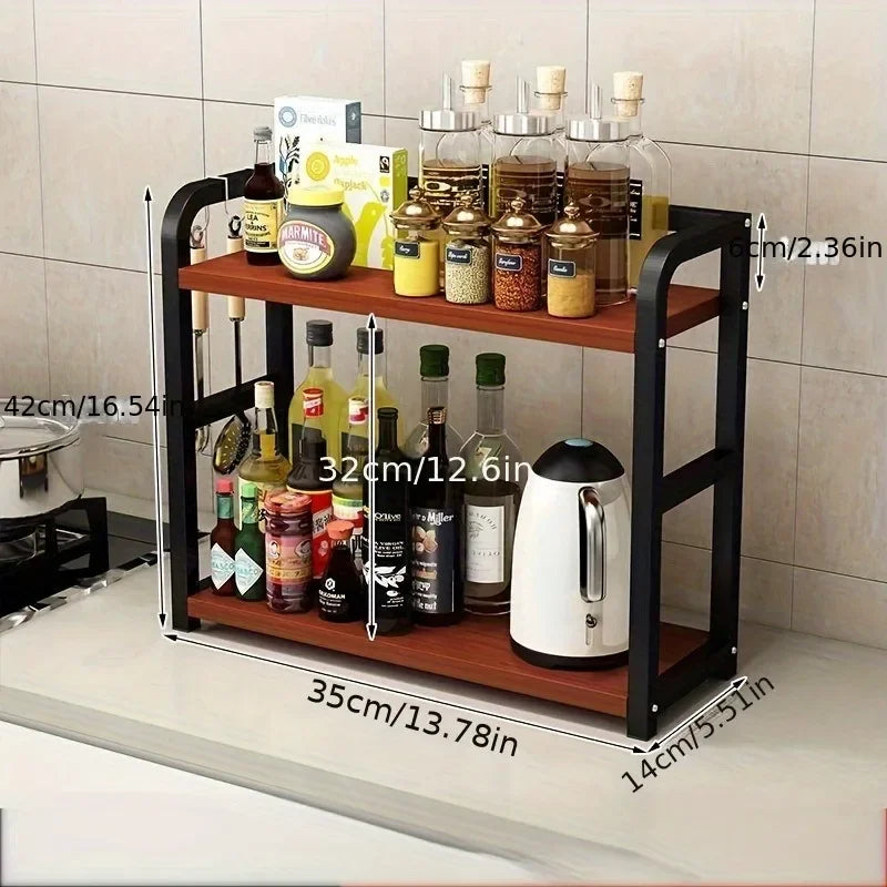 2-Tier Rustproof Metal Kitchen Shelf Space Saving Countertop