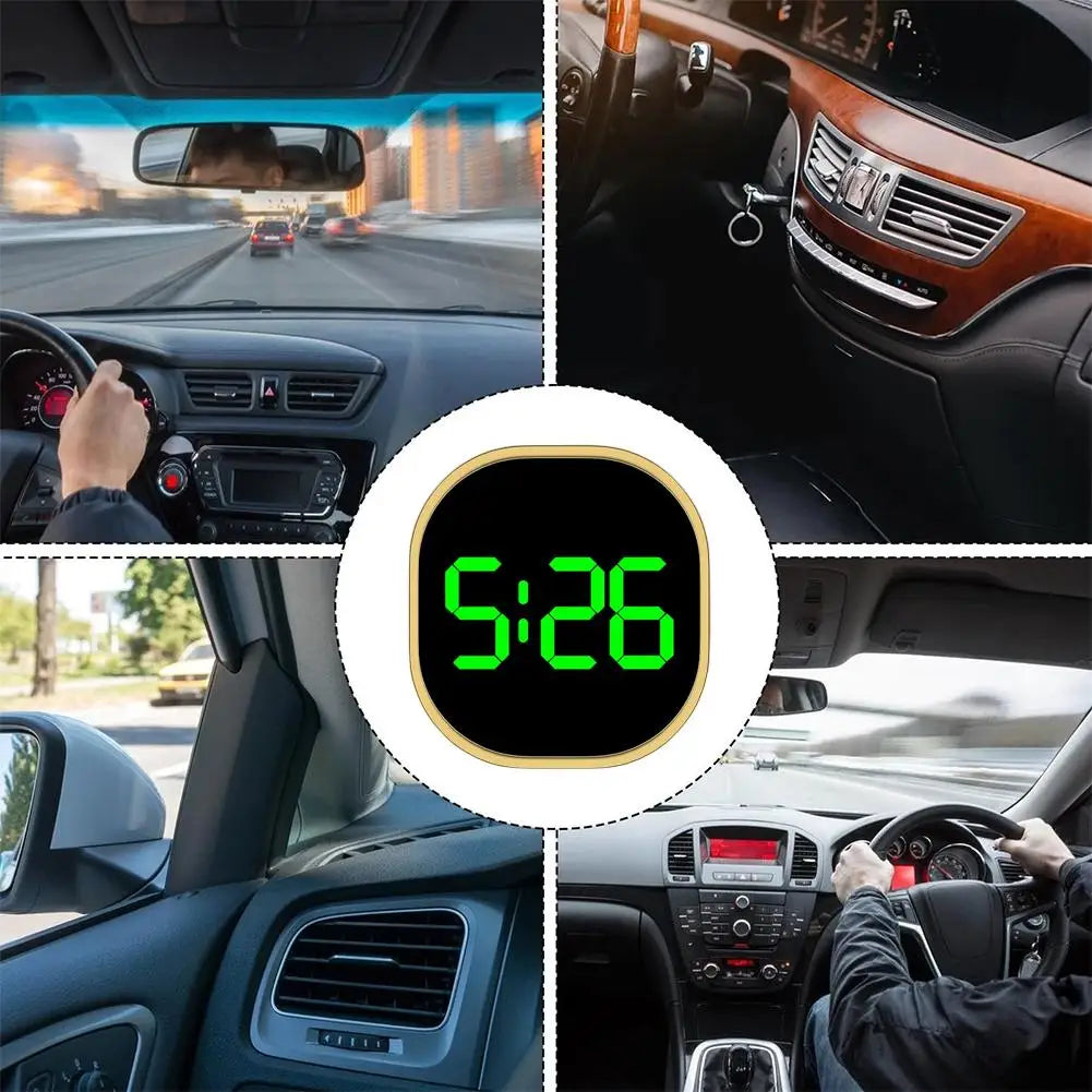 Mini LED Digital Car Clock – Stick-On Luminous Dashboard Clock