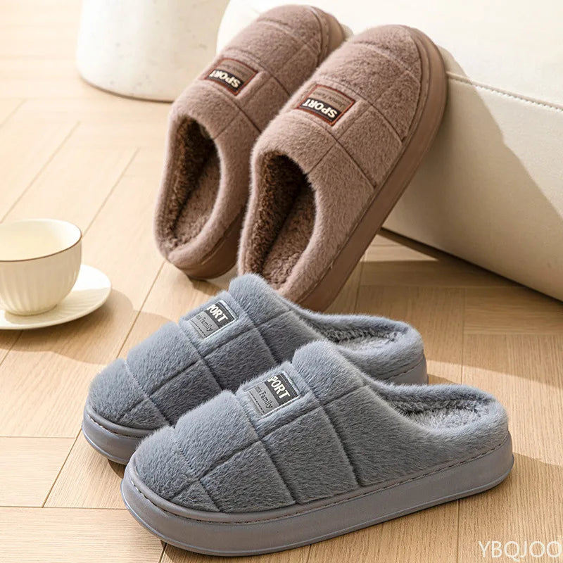 YBQJOO Winter Indoor Slippers – Warm Plush Non-Slip Home Shoes