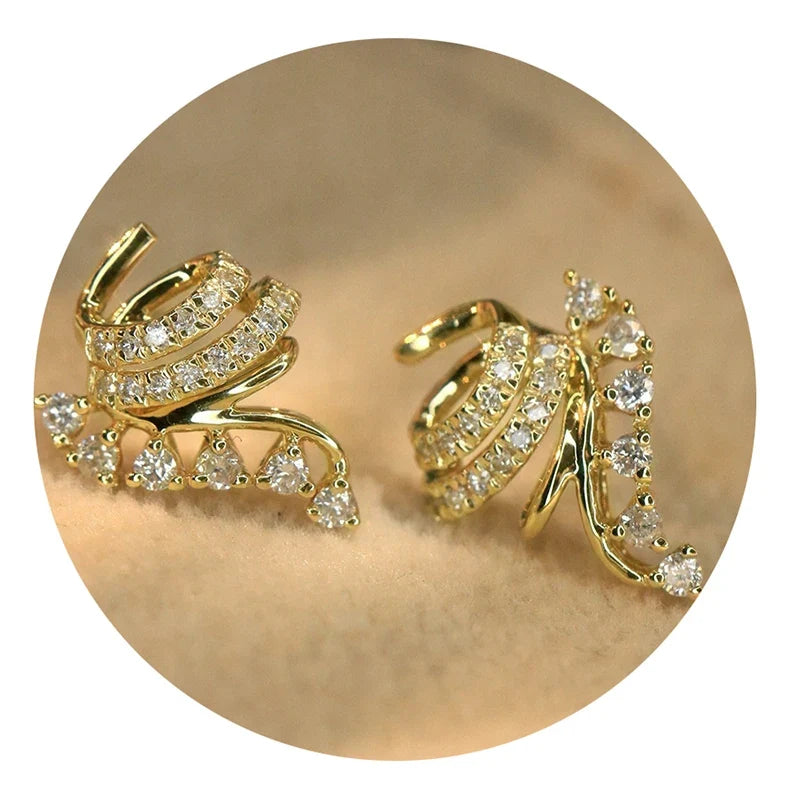 Huitan Spiral Cubic Zirconia Stud Earrings for Women