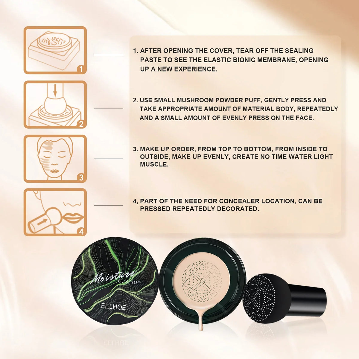 EELHOE Mushroom Head Air Cushion BB Cream – Full Coverage Base