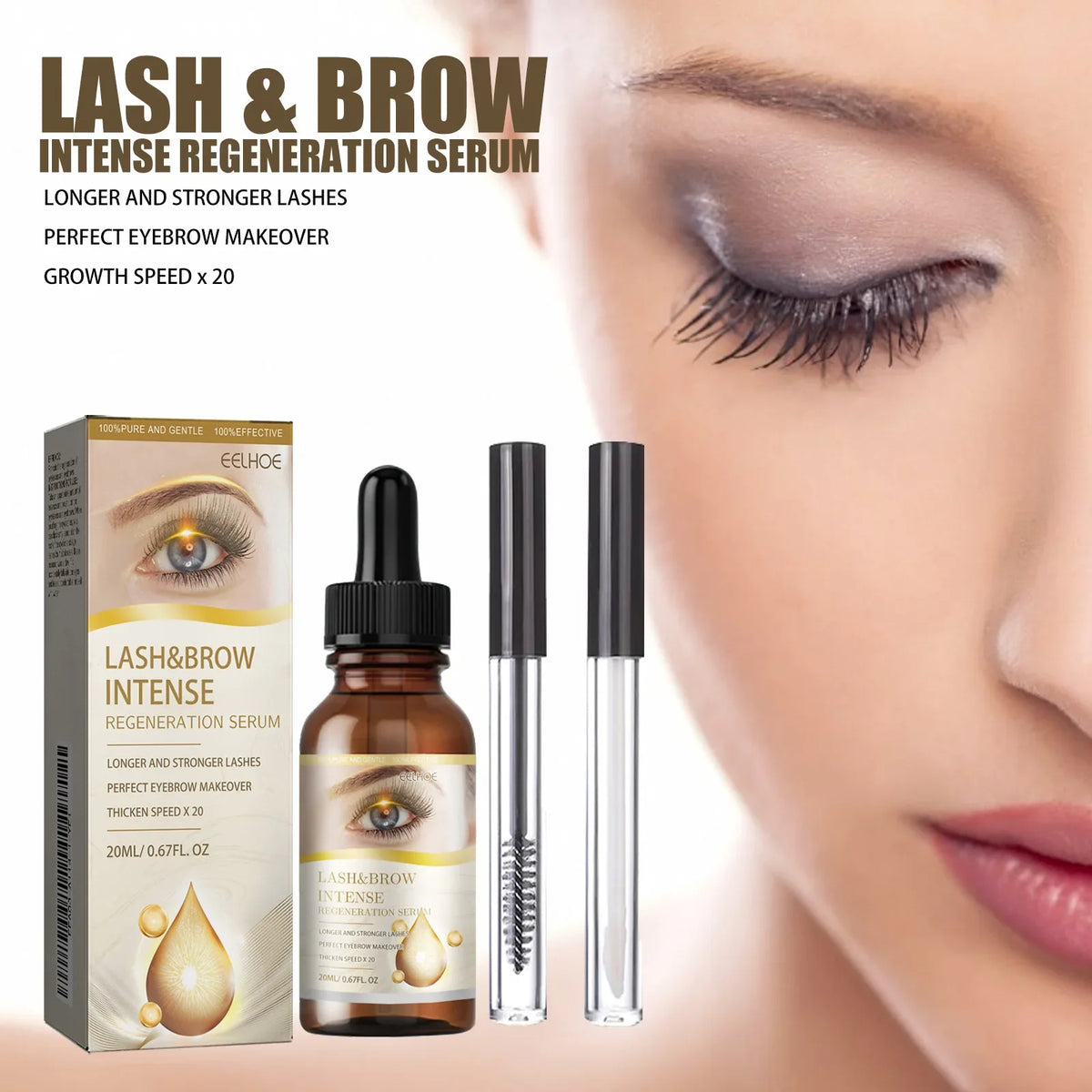 EELHOE Eyelash Growth Serum – Longer Thicker Curled Lashes 20ml