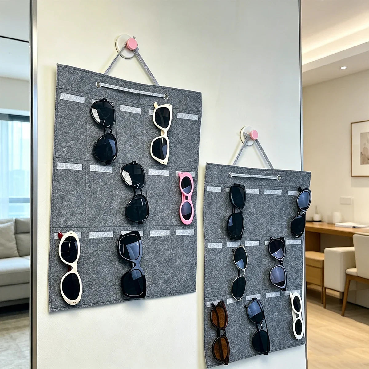 Foldable Portable Gray Felt Glasses Storage Bag Saves Space 15