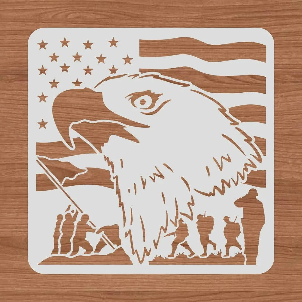 12x12 Independence Day Eagle Flag Stencil – Reusable PET