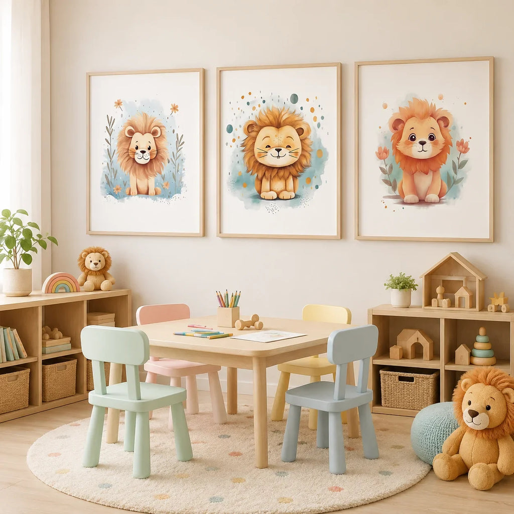 Nordic Lion Canvas Wall Art for Nursery & Kids Room | TAAWAA