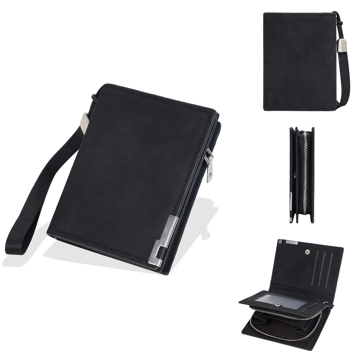 Men's Retro Short PU Leather Wallet | Snap & Zipper