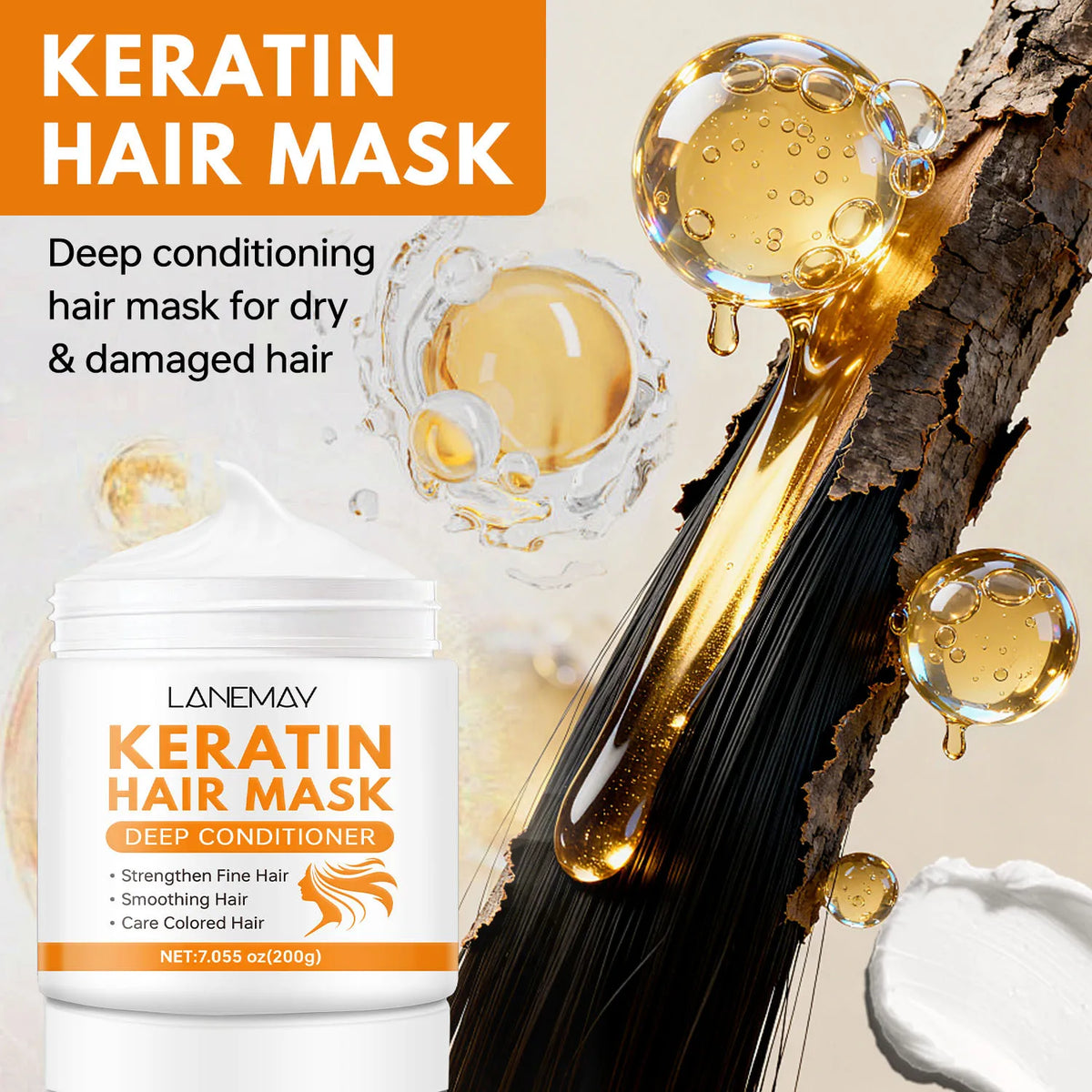 Lanemay Keratin Hair Mask – Nourishing & Smoothing 200g