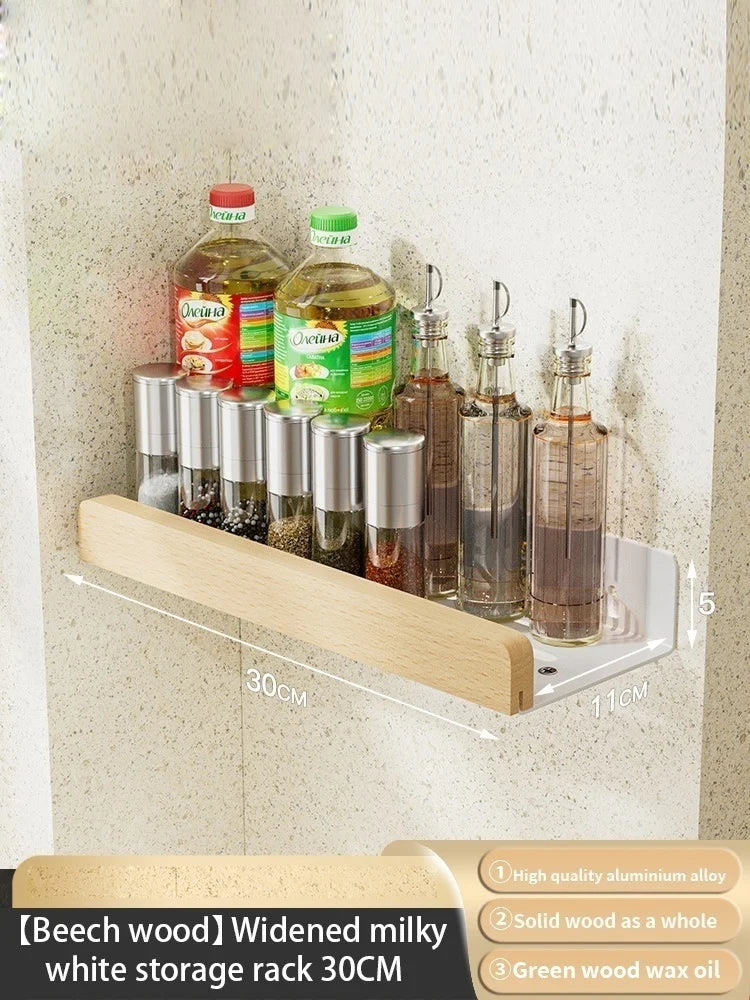 Wood & Aluminum Corner Shelf | Kitchen & Bathroom Wall Organizer