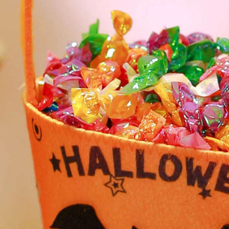 Halloween Theme Candy Bucket Bag Portable Basket Kids Trick Supports