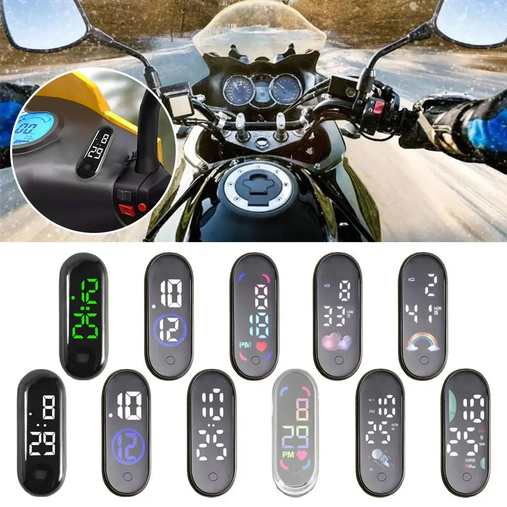 Luminous LED Mini Stick-On Car & Motorcycle Clock – Waterproof