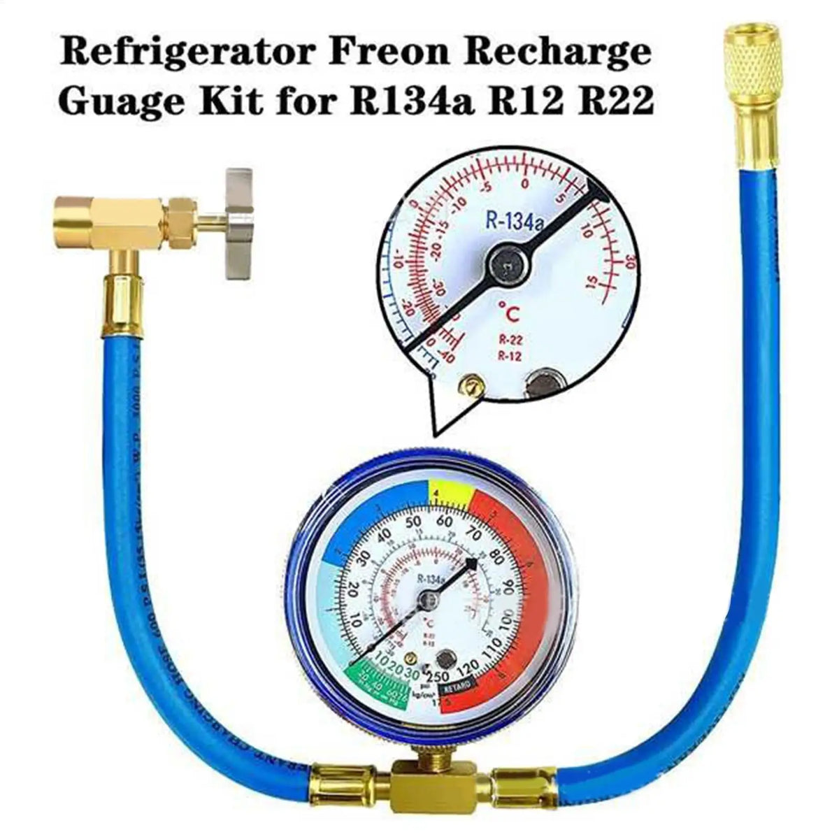 AC Recharge Kit – Refrigerant Hose, Gauge & Piercing Valve