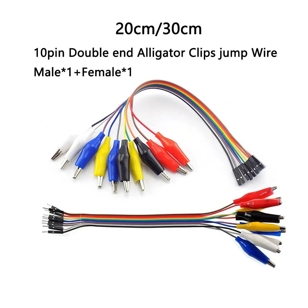 10pin Double End Alligator Clips Jump Wire Male Female Crocodile Clip