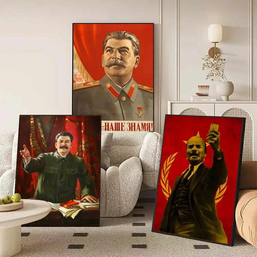 Lenin & Stalin Classical Canvas Wall Art Poster – Unframed