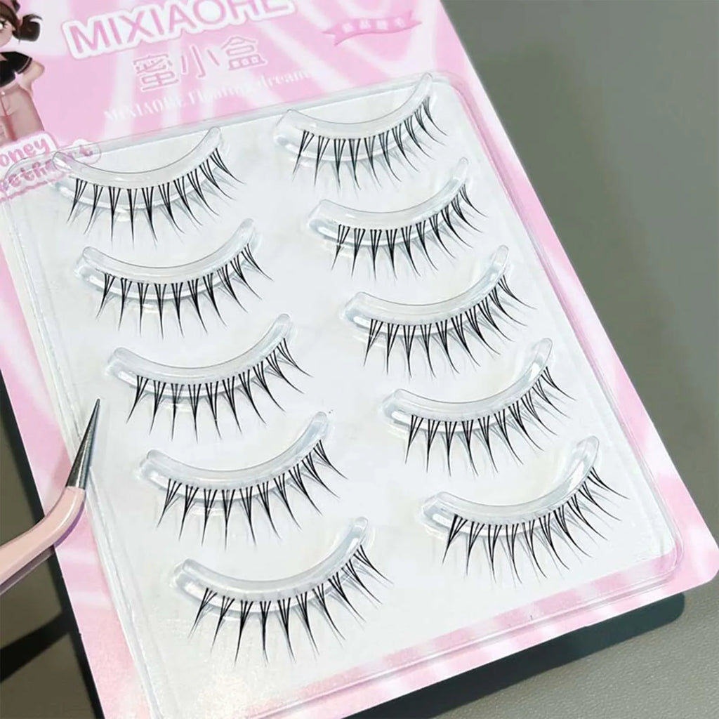 Korean Natural False Eyelashes 8-11mm K-Pop Strip Lashes 5 Pairs