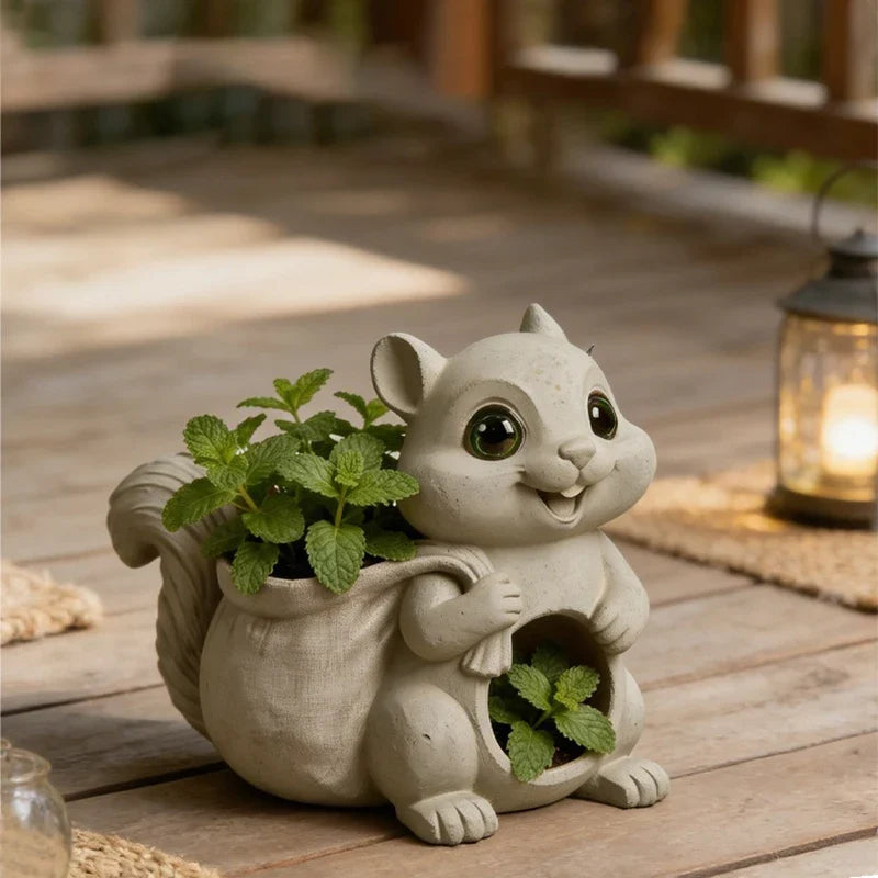 Squirrel Flower Pot Silicone Mold DIY Candle Holder Plaster Jar Molds