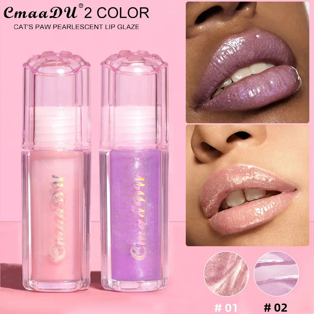 CmaaDU Pearlescent Glitter Lip Gloss – Plumping Mirror Shine