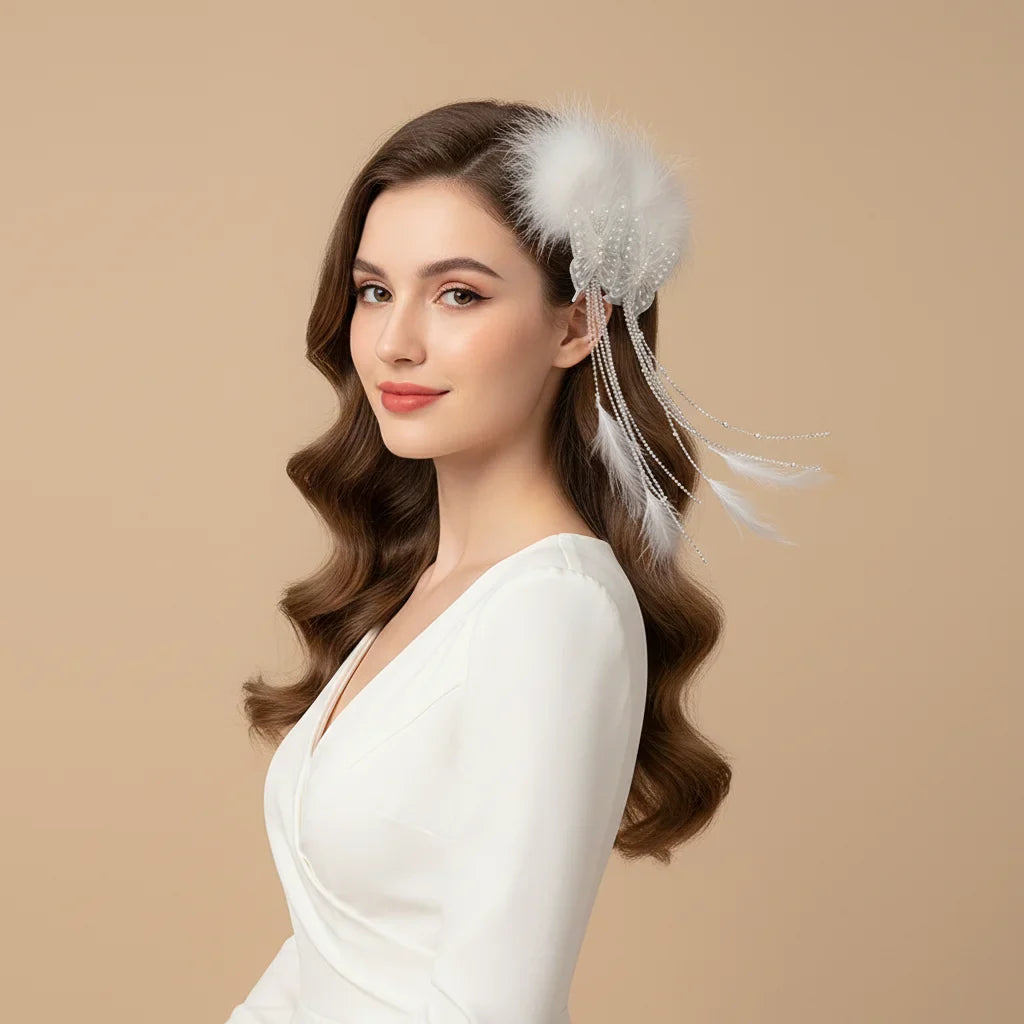 Feather Butterfly Hair Clip – Elegant Fringe Headwear for Women