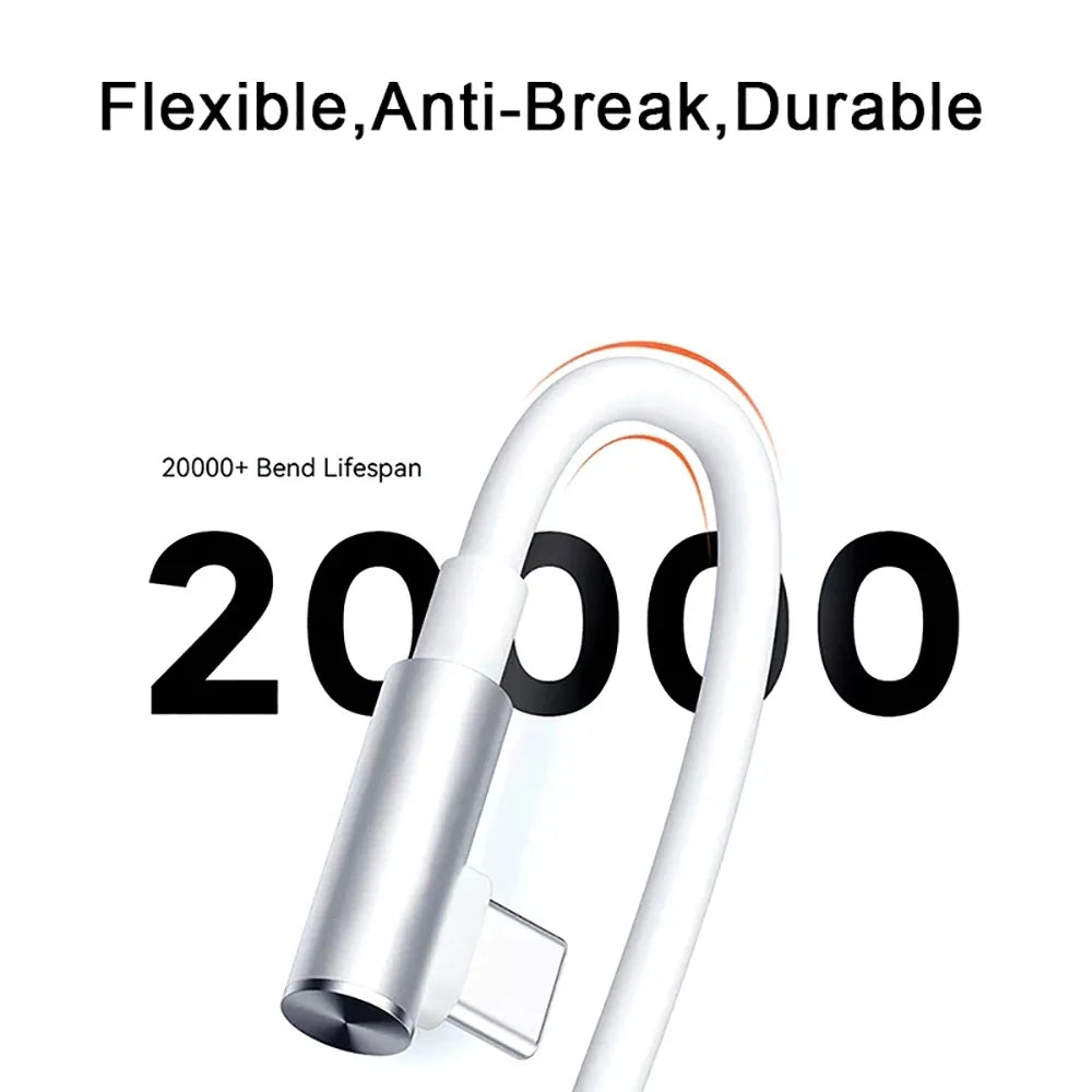 90° Elbow USB-C Cable 120W Fast Charging for Xiaomi Redmi