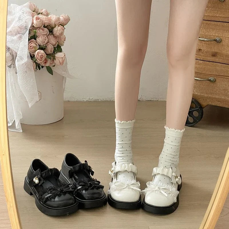 Lolita Bow Mary Jane Flats – Women's JK Platform Slip-On Shoes