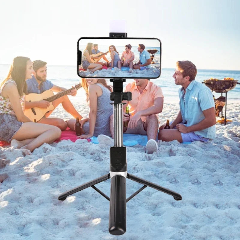 Bluetooth Selfie Stick Tripod with Fill Light & Remote