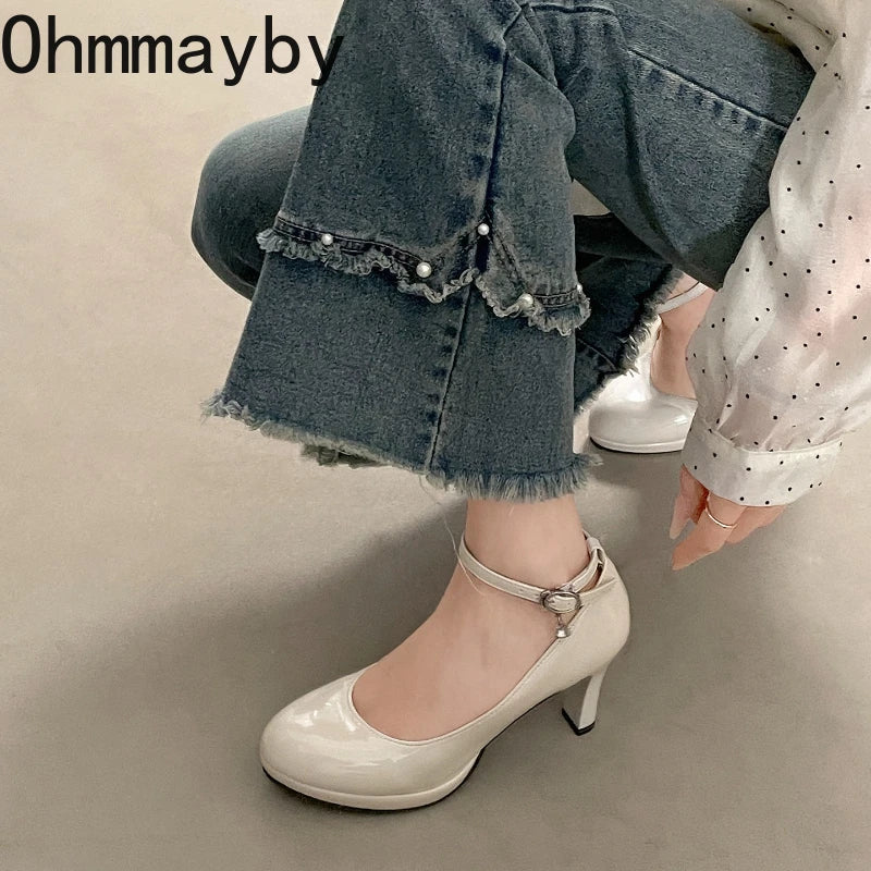 Women's Mary Jane Pumps – Ankle Strap Square Heel Dress Shoes
