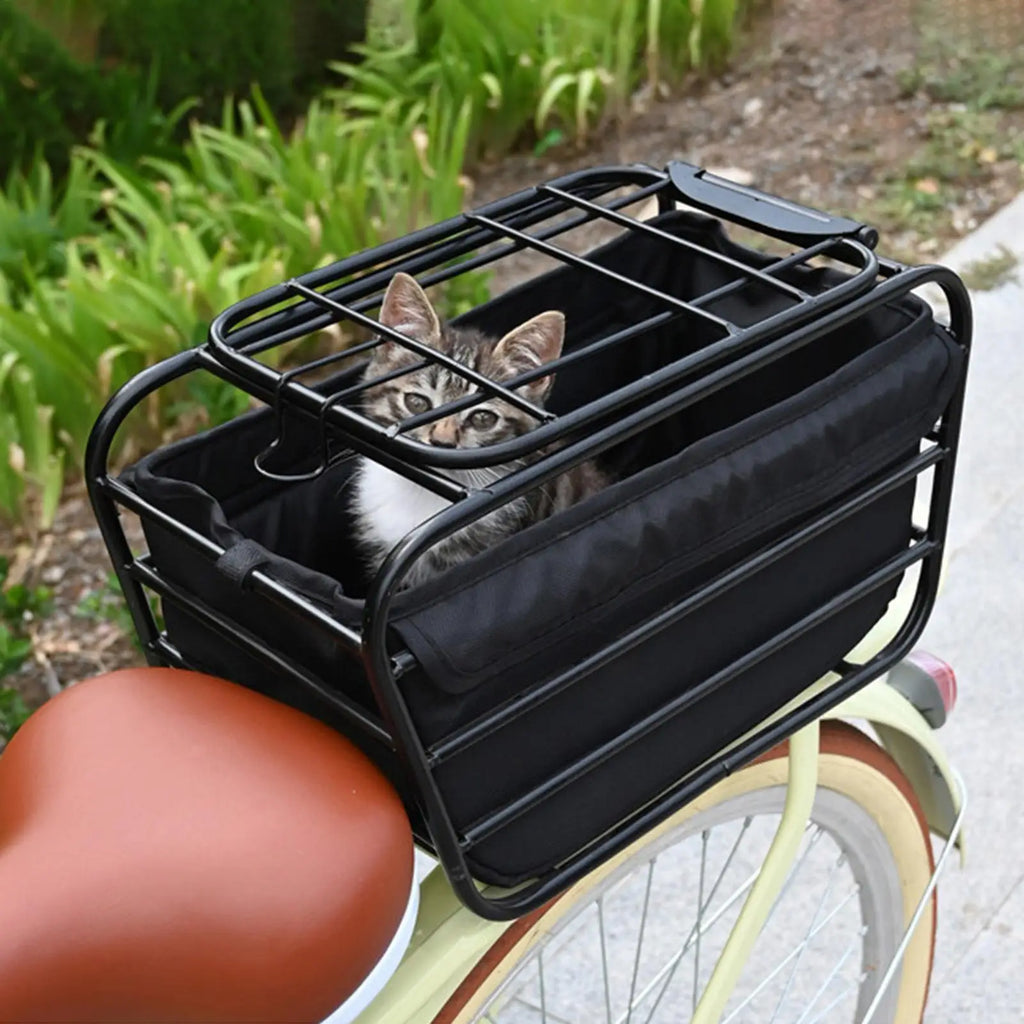 Bike Pet Carrier Cargo Basket Carbon Steel Heavy Duty Enclosed