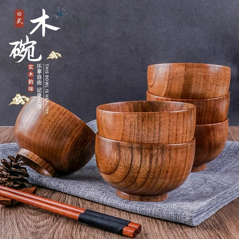 Japanese Acacia Wooden Bowl – Kids' Anti-Drop Salad Bowl