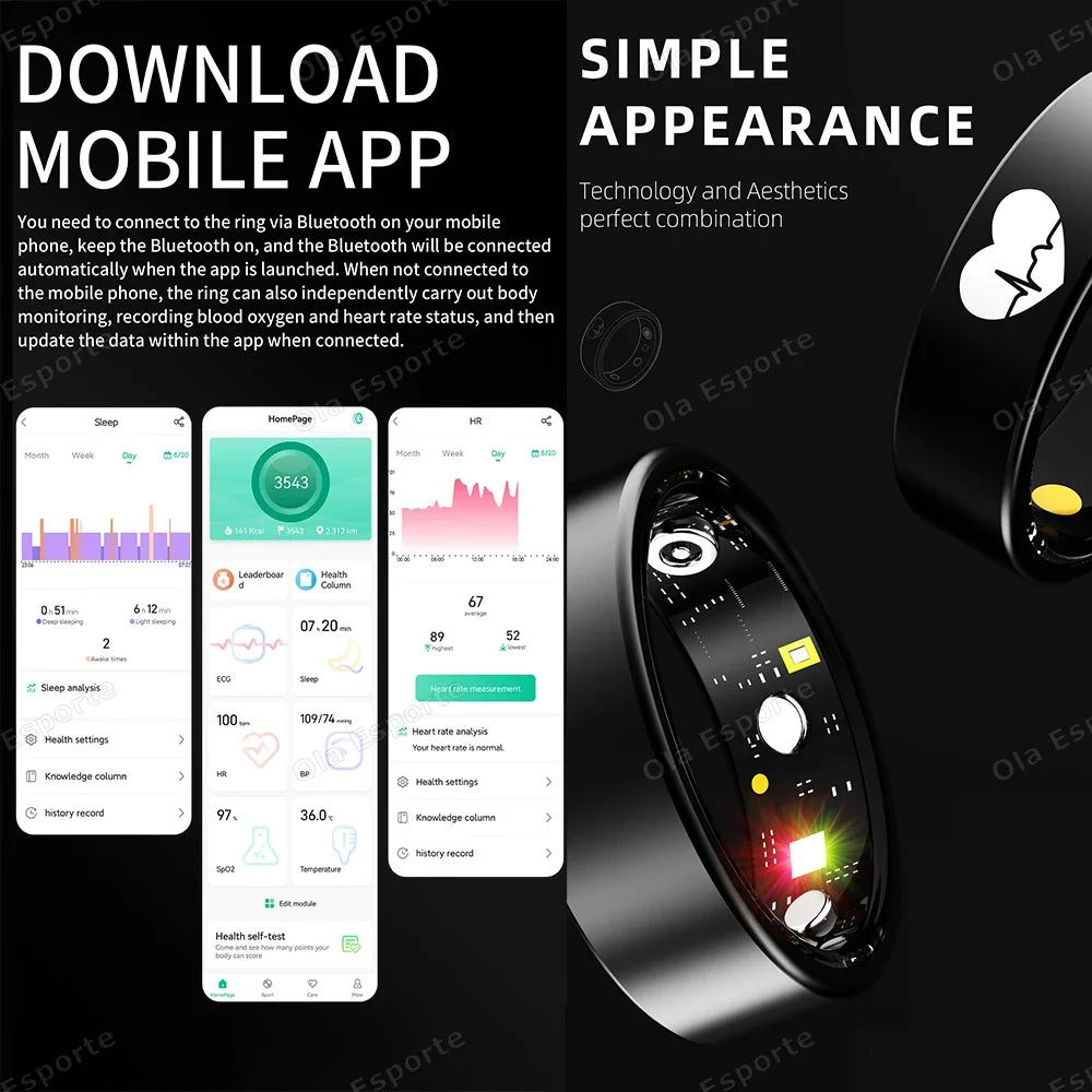 2025 Smart Ring ECG Detection Blood Pressure Heart Rate Body
