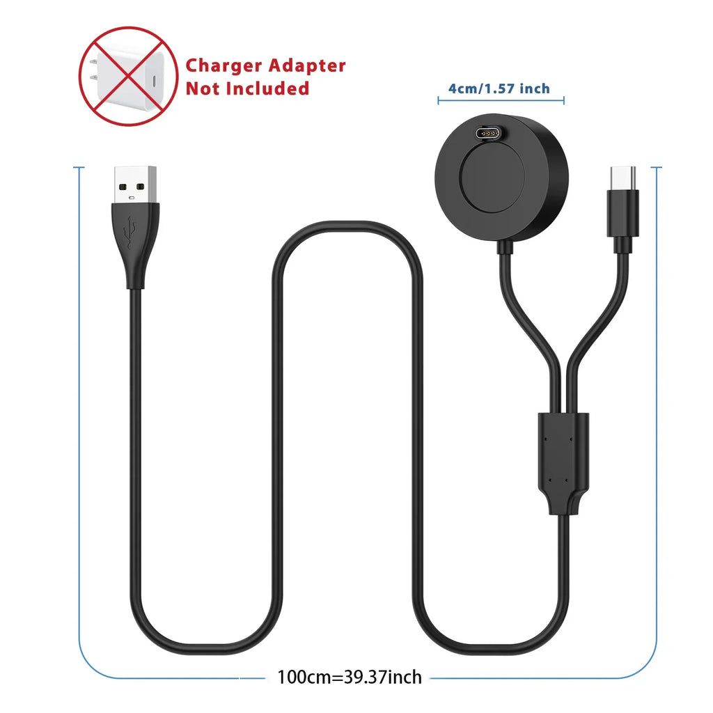 2-in-1 USB-C Charger Cable for Garmin Fenix 7/6/5X, Venu 2