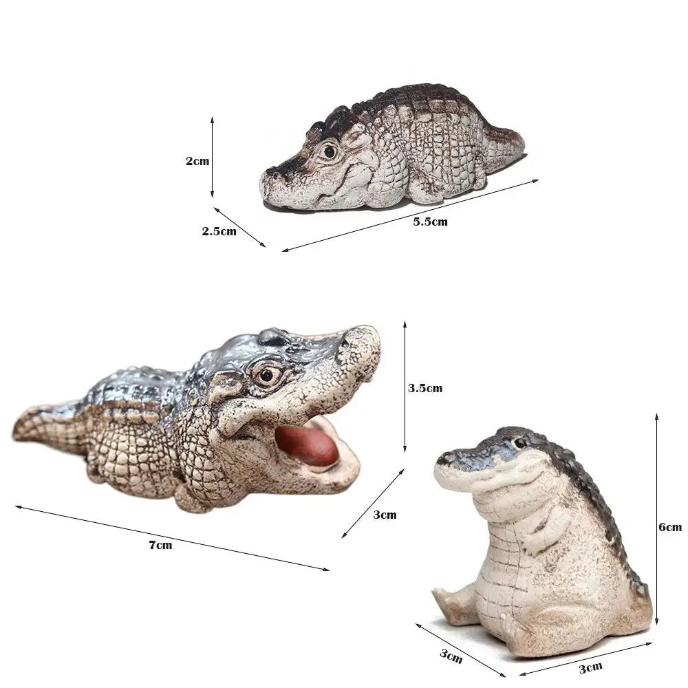 Cute Mini Crocodile Tea Pet Multipurpose Resin Ornaments Statue
