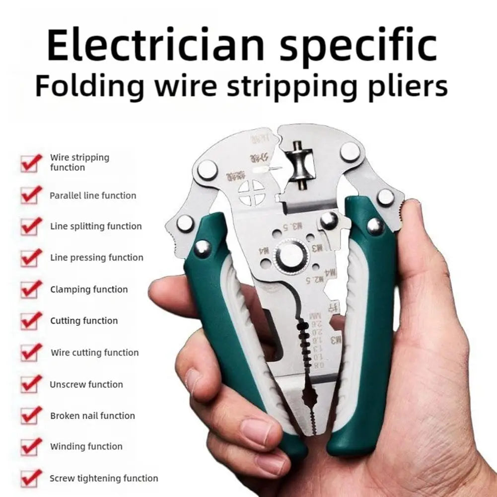 Foldable Wire Stripper Pliers – Strip, Crimp & Twist Tool
