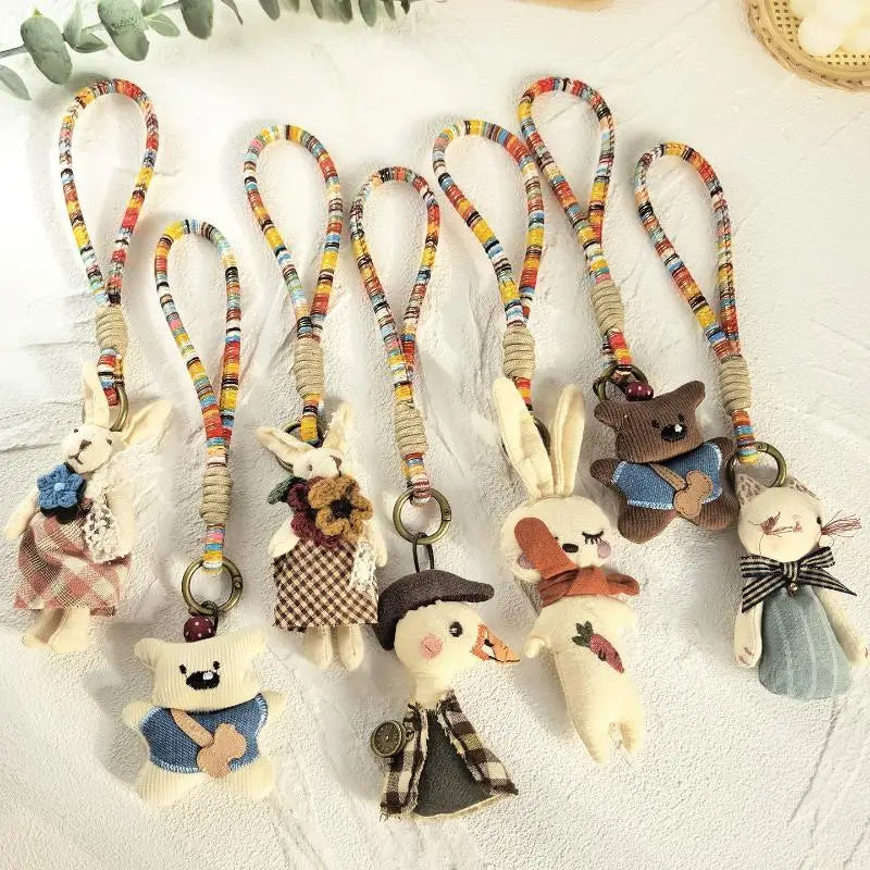 Handmade Cartoon Animal Fabric Keychain | Cute Backpack Pendant