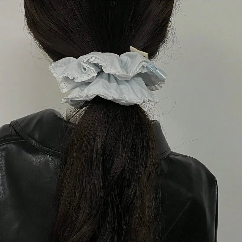 Women's Light Blue Hair Scrunchie – Korean Minimalist Hair Tie
