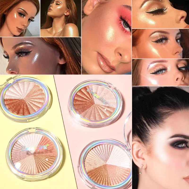 5-in-1 Highlighter Powder Palette Long-lasting Easy-to-apply Shimmery