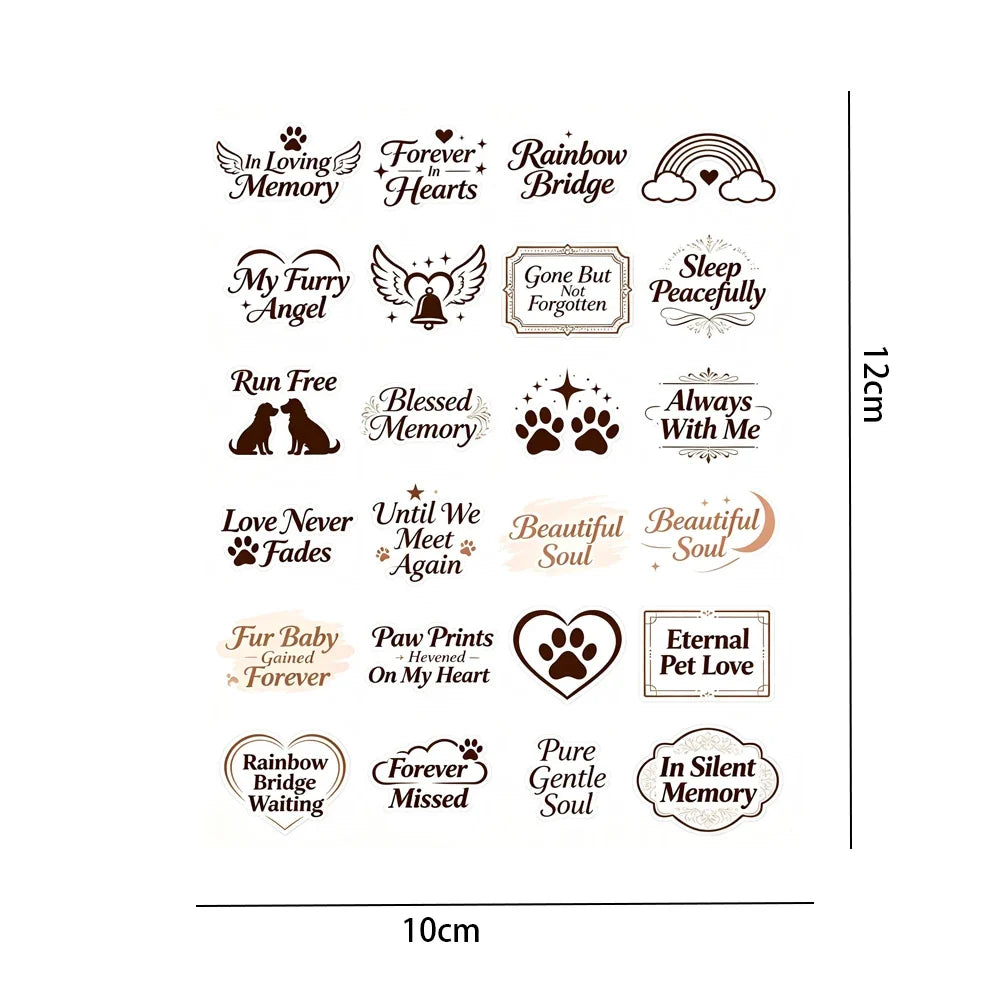 Pet Memorial UV Stickers | Paw Print Waterproof Decals for Urns