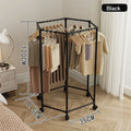 Freestanding 6-Bar Clothes Rack with Wheels & Shelves | Steel