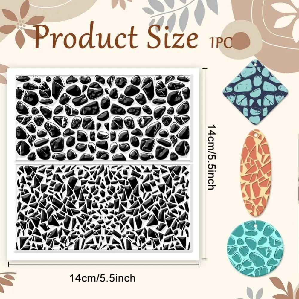 Polymer Clay Texture Sheets – Tile & Pebble Stamp Mat for DIY