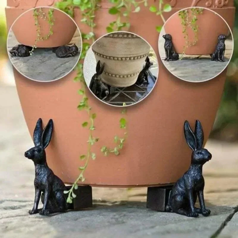 Animal Pot Holder Set – Dog Cat Rabbit Resin Garden Figurines