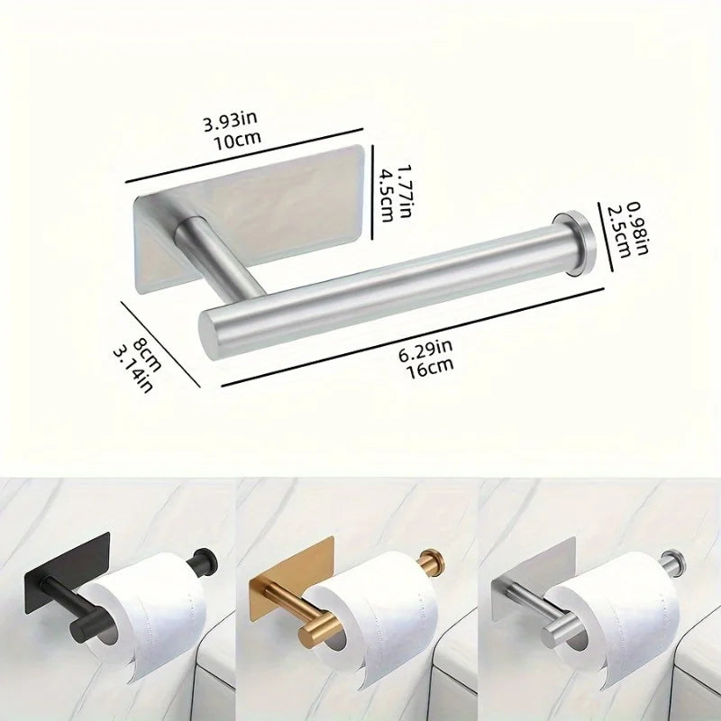 Heavy Duty Stainless Steel Toilet Paper Holder | No-Drill Mount