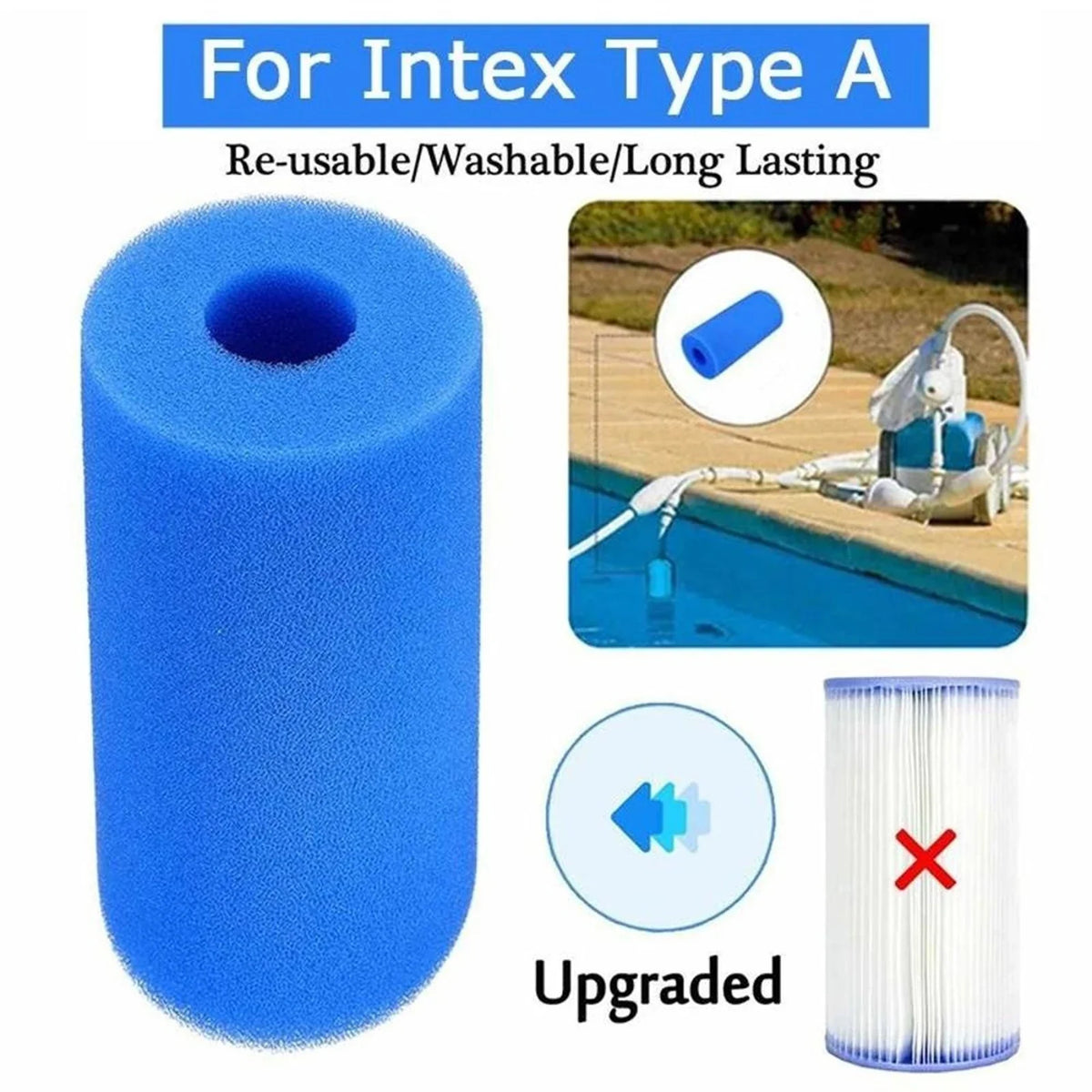 Reusable Pool Filter Sponge Column 20x10x4cm Circle Design