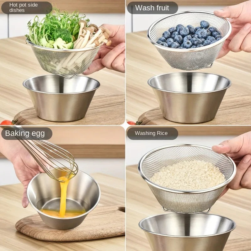 KEMORELA 2-in-1 Stainless Steel Strainer & Washing Bowl
