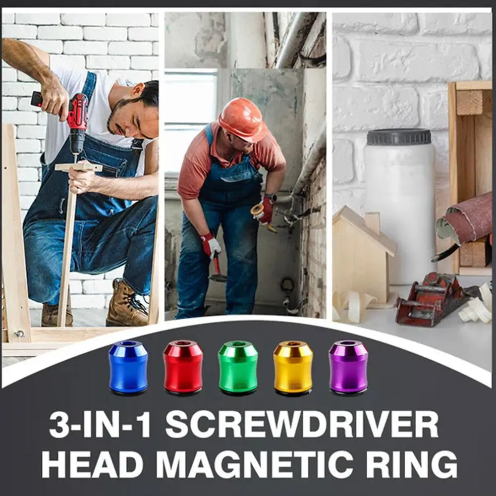 3-in-1 Magnetic Screwdriver Bit Ring – 6.35mm Hex Aluminum