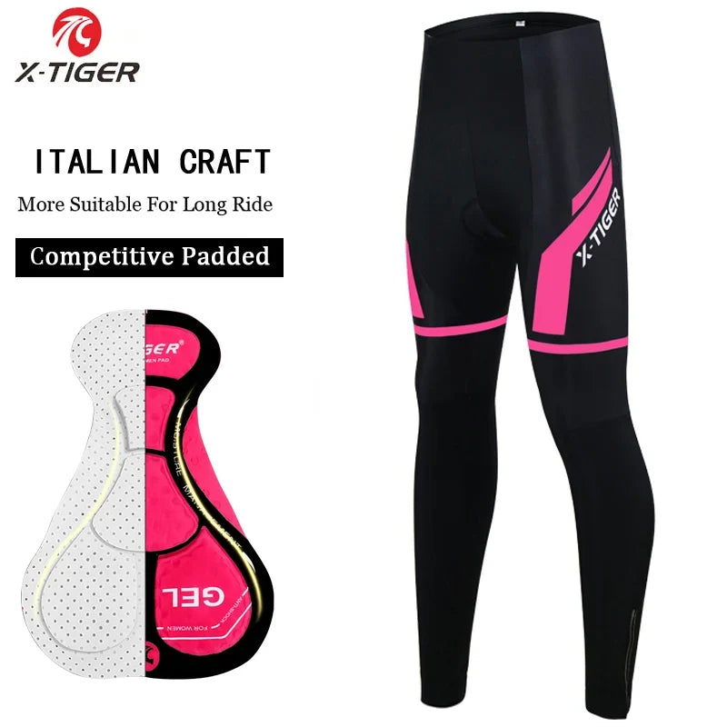X-TIGER Women's 5D Gel Padded MTB Cycling Pants | Full Length