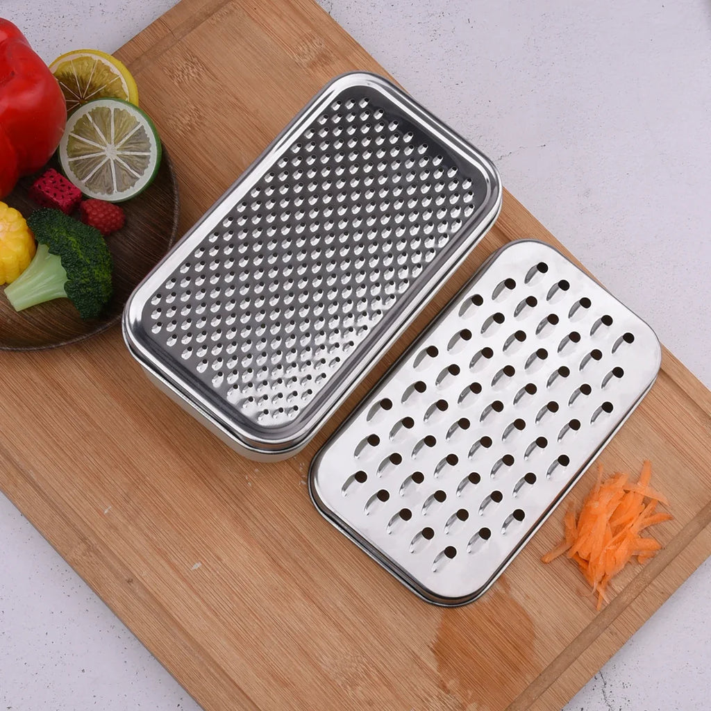 2-in-1 Box Grater & Vegetable Chopper with Container | Stainless
