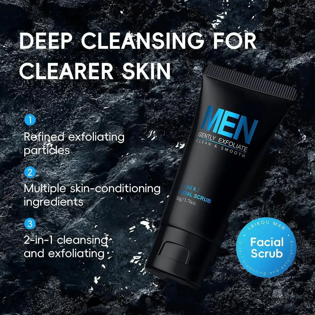 LAIKOU Men 2-in-1 Facial Scrub & Cleanser – 50g Exfoliator